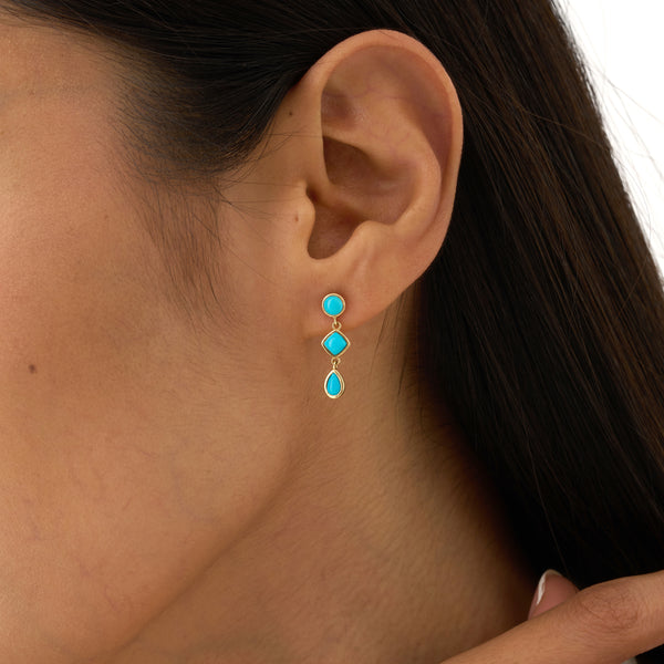 Mix Shape Turquoise Dangle Earrings, Luneth