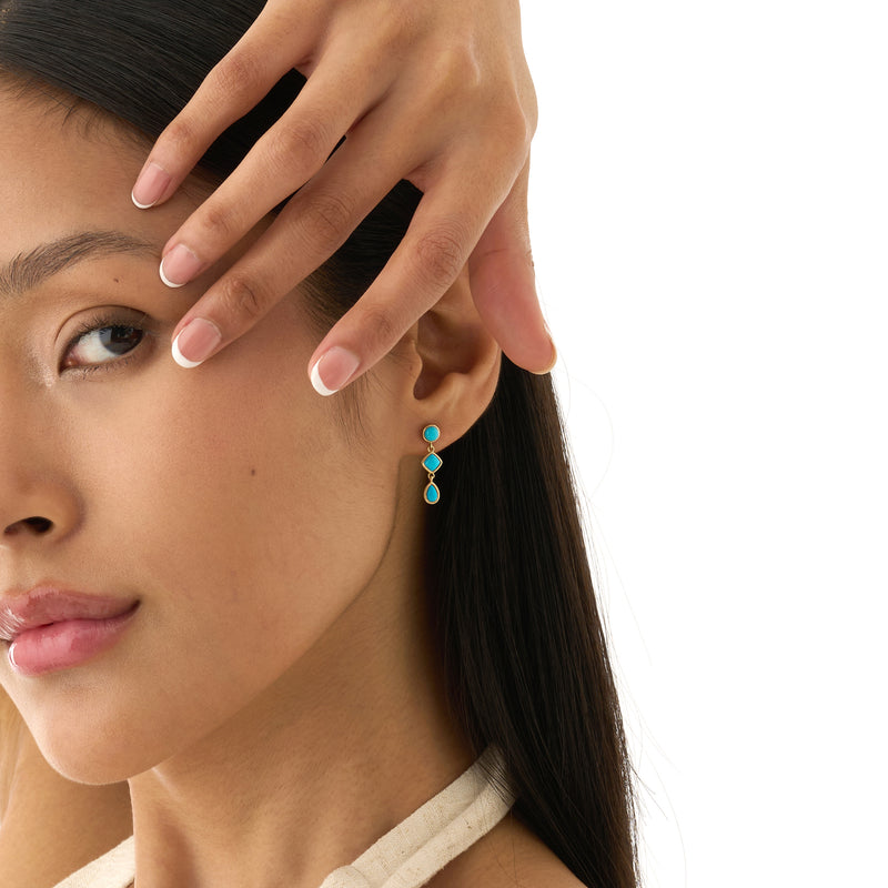 Mix Shape Turquoise Dangle Earrings, Luneth