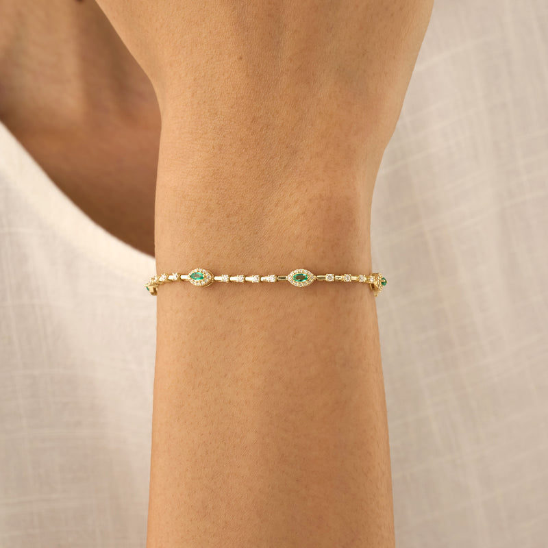 Natural Emerald & Diamond Bracelet, Virelle