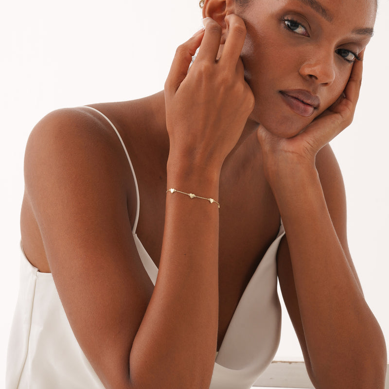 Solid Gold Multi Heart Bracelet, Zaleira
