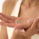 Turquoise & Natural Diamond Halo Stud Earrings, Evienne
