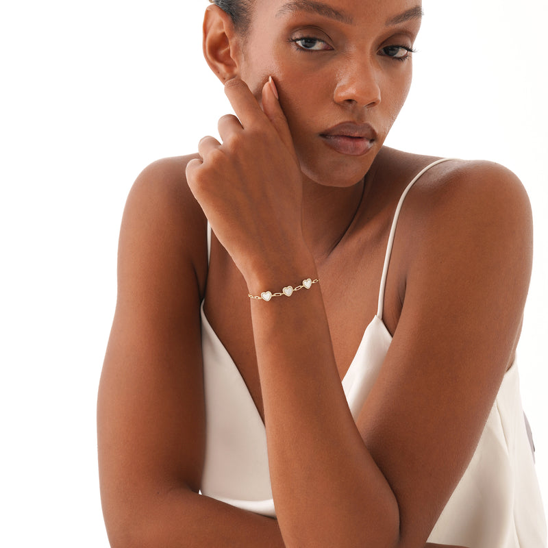 Triple Mother of Pearl Heart Bracelet, Nireth