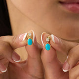 Oval Turquoise & Lab Grown Diamond Drop Earrings, Tirien