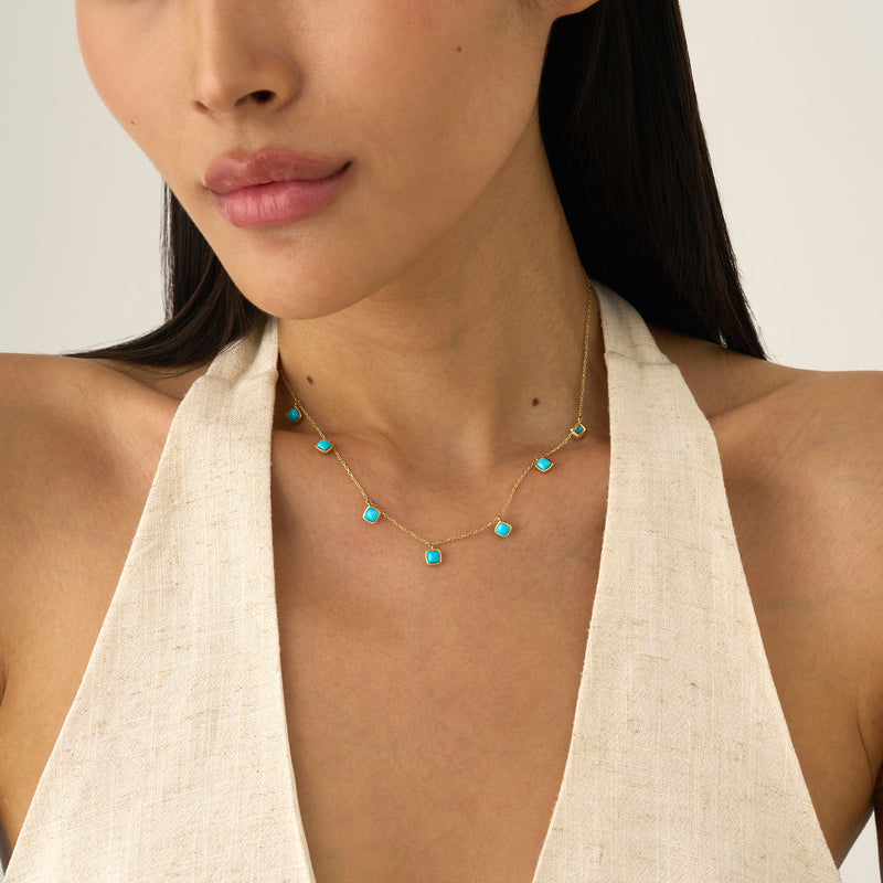 Turquoise Station Necklace, Evolet