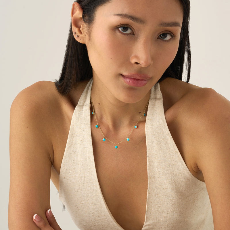 Turquoise Station Necklace, Evolet
