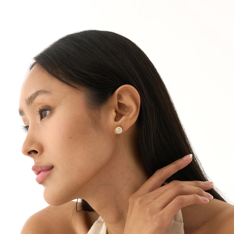 Lab Grown Diamond Halo Stud Earrings, Xylina