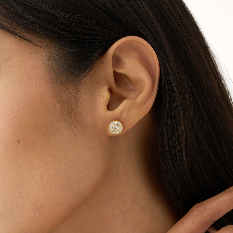 Lab Grown Diamond Halo Stud Earrings, Xylina