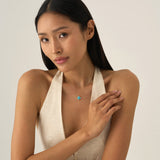 Turquoise & Lab Grown Diamond Clover Necklace, Eirlys