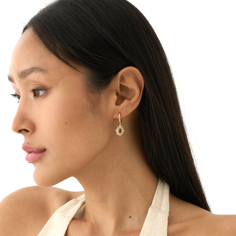 Tourmaline & Diamond Dangle Hoops, Naenia