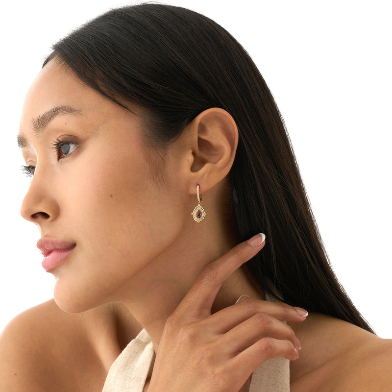 Tourmaline & Diamond Dangle Hoops, Naenia