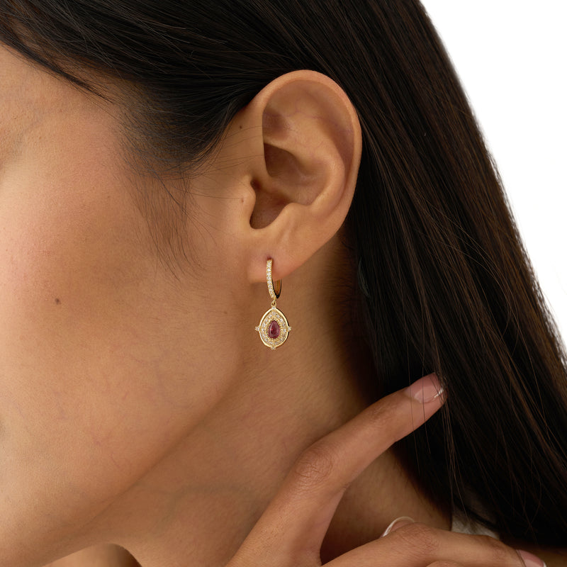 Tourmaline & Diamond Dangle Hoops, Naenia