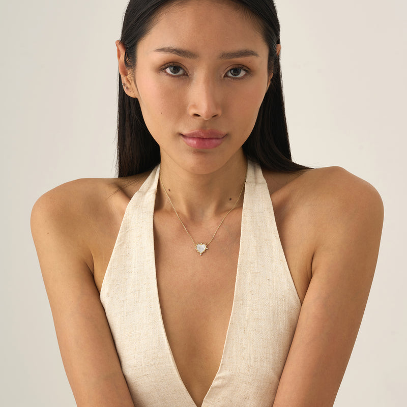 Mother of Pearl Heart Necklace, Daryana