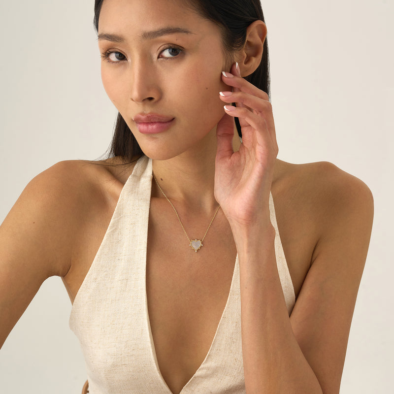 Mother of Pearl Heart Necklace, Daryana