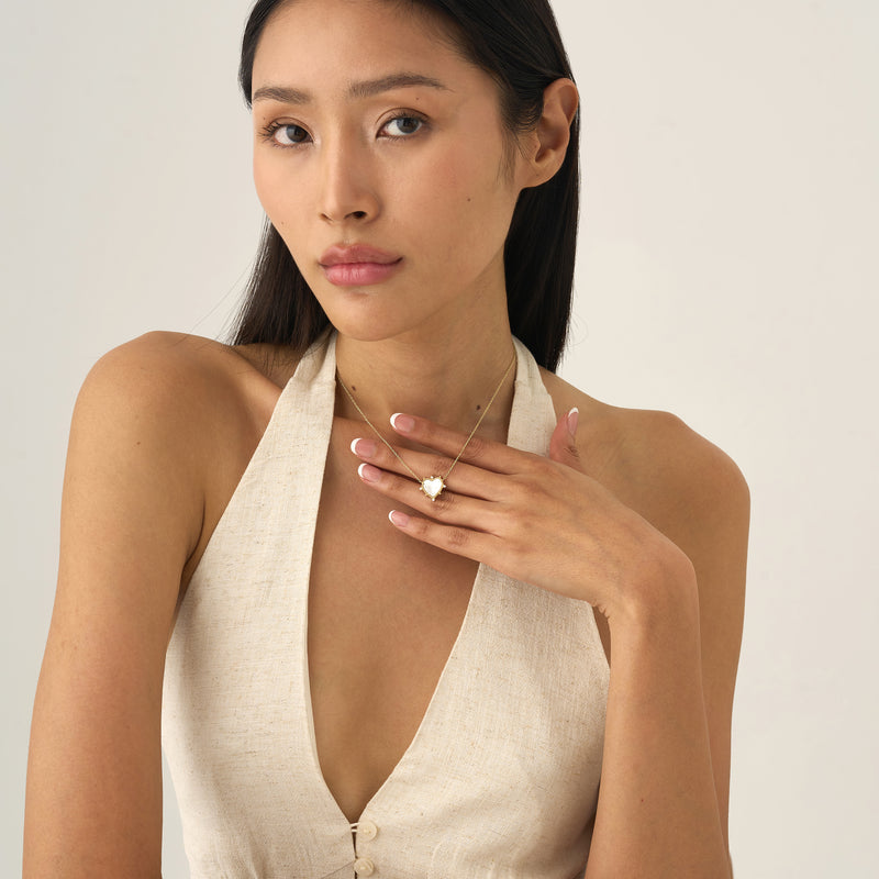 Mother of Pearl Heart Necklace, Daryana