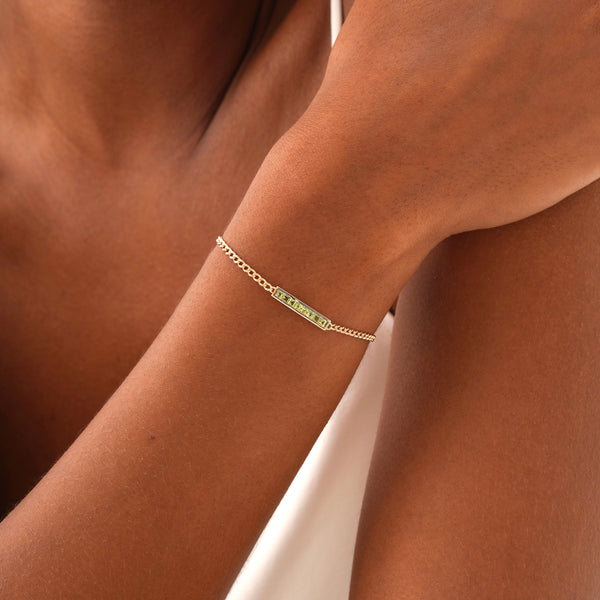 Peridot Bar Bracelet, Kira