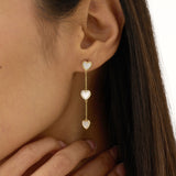 Mother of Pearl Heart Dangle Earrings, Zhuri