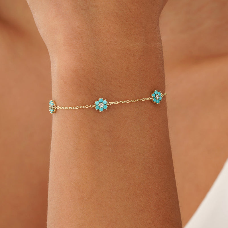 Petite Turquoise Flower Bracelet, Soralyth