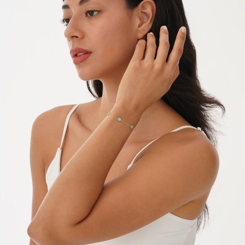 Petite Turquoise Flower Bracelet, Soralyth