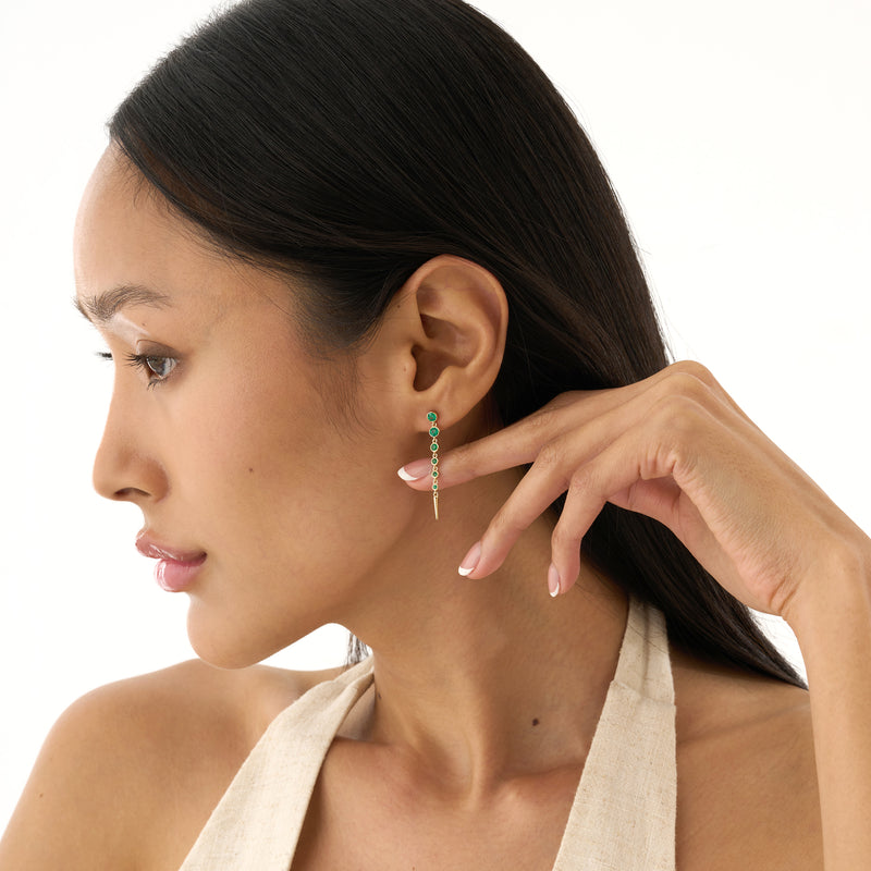 Graduated Emerald Dangle Earrings, Cerelia