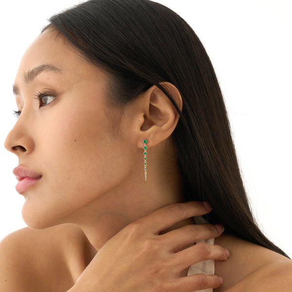 Graduated Emerald Dangle Earrings, Cerelia