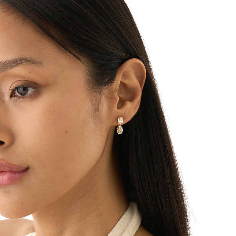 Mixed Cut Lab Grown Diamond Drop Earrings, Zephina