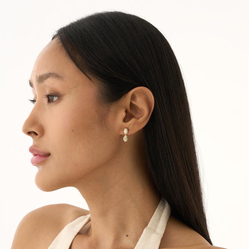 Mixed Cut Lab Grown Diamond Drop Earrings, Zephina