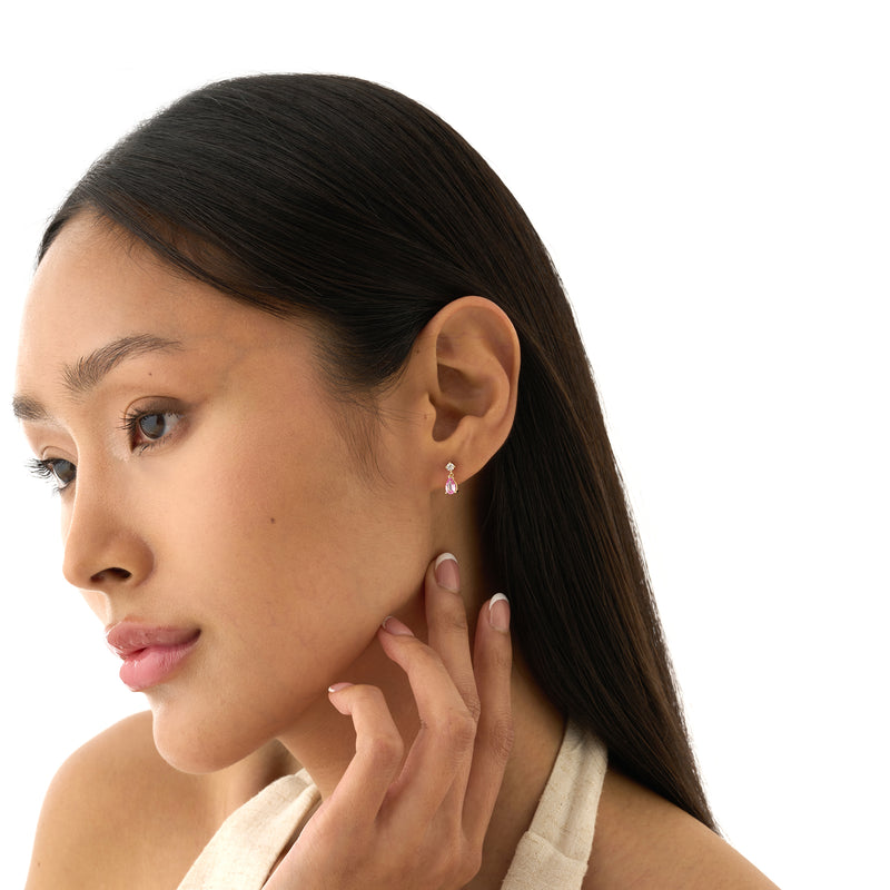 Pink Sapphire & Natural Diamond Drop Earrings, Ivara