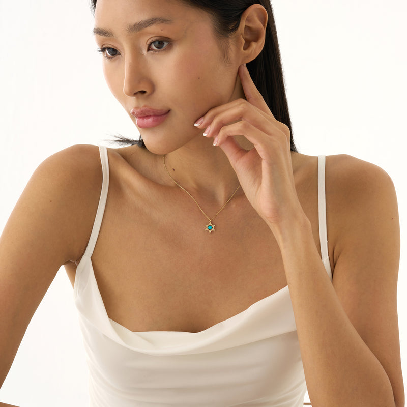 Turquoise Star of David Necklace, Ysolina