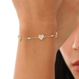 Pave Diamond Station Heart Bracelet, Anara
