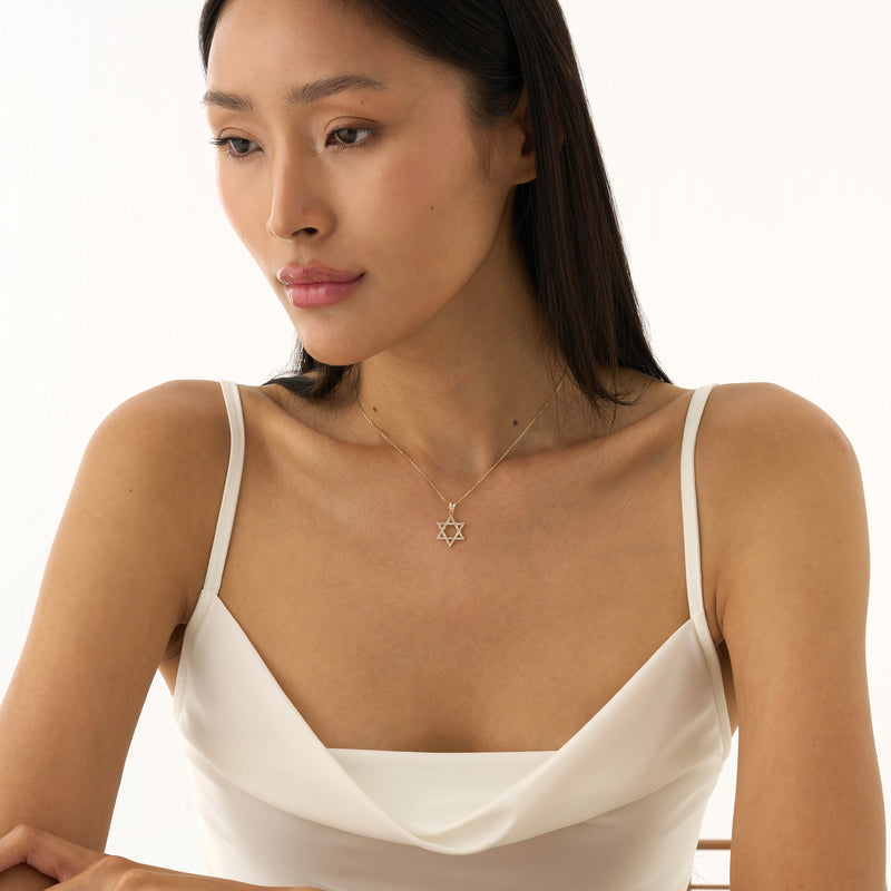 Baguette Diamond Star of David Necklace, Saphina