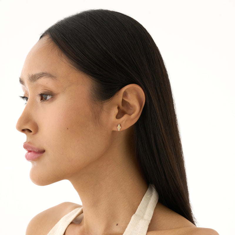 Gold Geometric Stud Earrings, Ylira