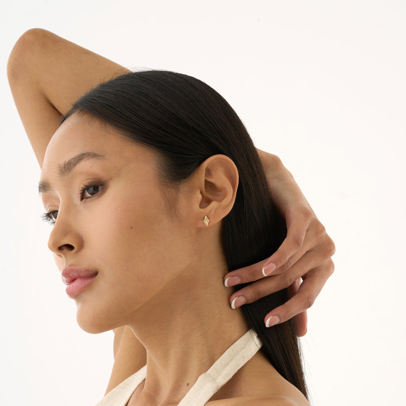 Gold Geometric Stud Earrings, Ylira