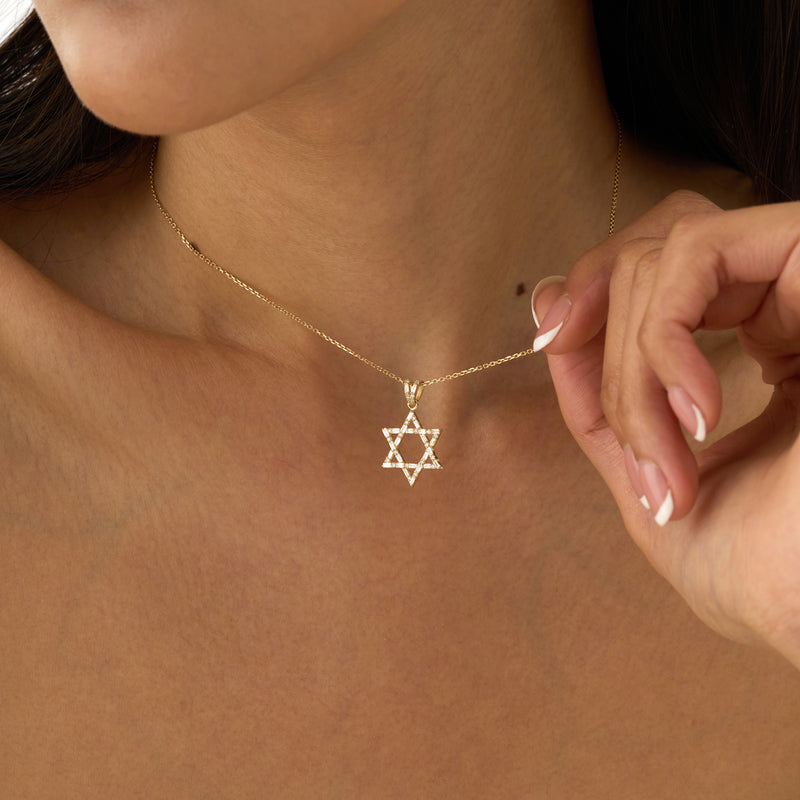 Baguette Diamond Star of David Necklace, Saphina
