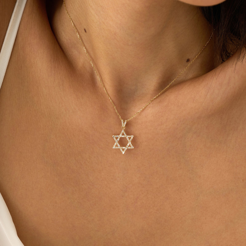Baguette Diamond Star of David Necklace, Saphina