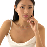 Turquoise & Lab Grown Diamond Station Necklace, Virey