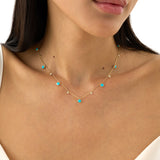Turquoise & Lab Grown Diamond Station Necklace, Virey