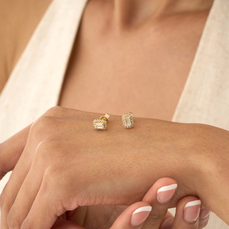 Emerald Cut Lab Grown Diamond Earrings, Altheira