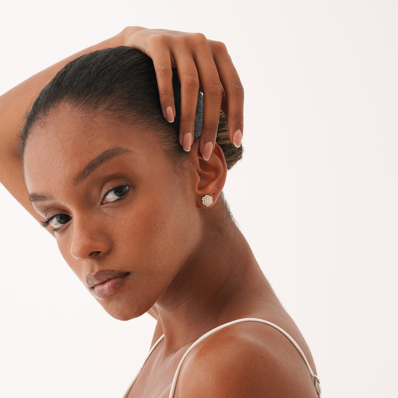 Diamond Pave Flower Stud, Elanisse