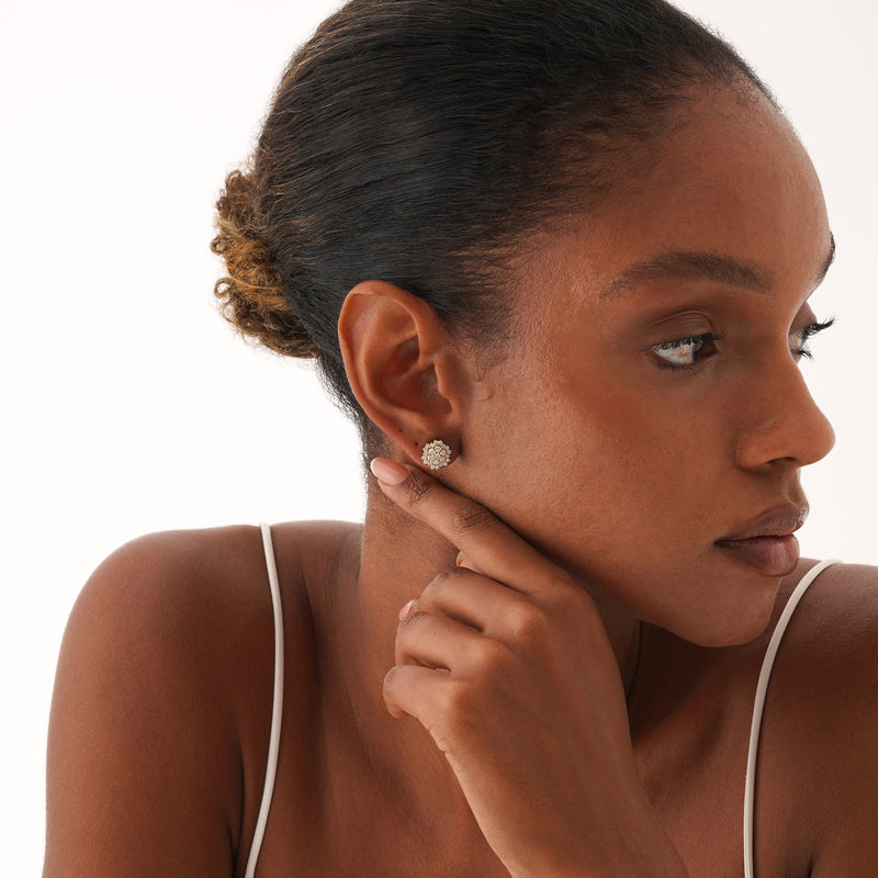 Diamond Pave Flower Stud, Elanisse