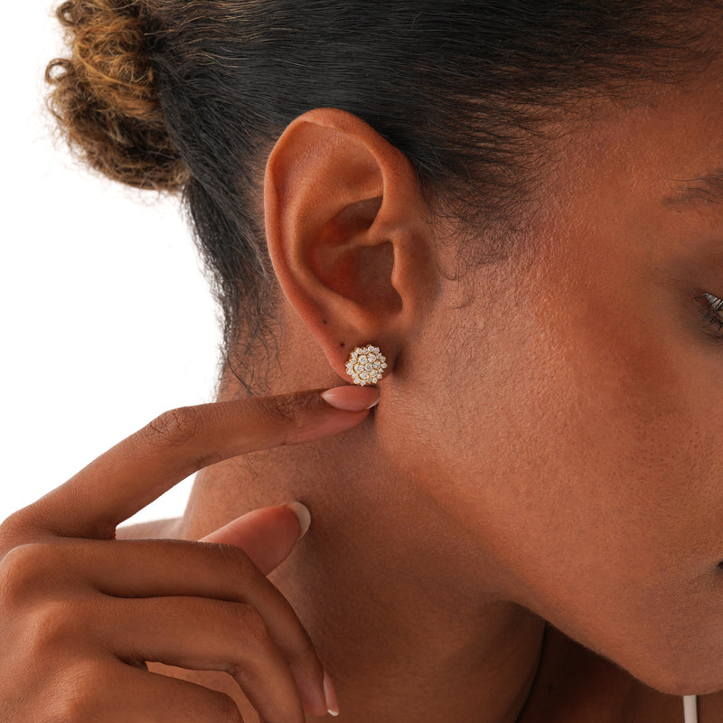 Diamond Pave Flower Stud, Elanisse