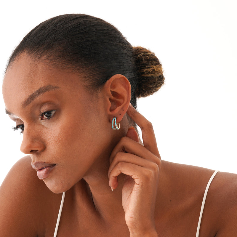 Turquoise Split Hoop Earrings, Elarion