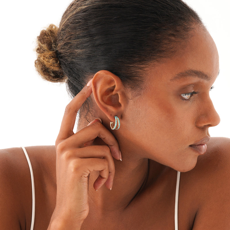 Turquoise Split Hoop Earrings, Elarion