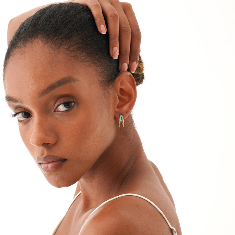 Turquoise Split Hoop Earrings, Elarion