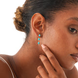 Turquoise and Lab Grown Diamond Drop Earrings, Ziranya