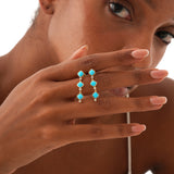 Turquoise and Lab Grown Diamond Drop Earrings, Ziranya