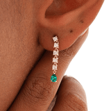 Lab Grown Emerald and Diamond Drop Earrings, Elarithia