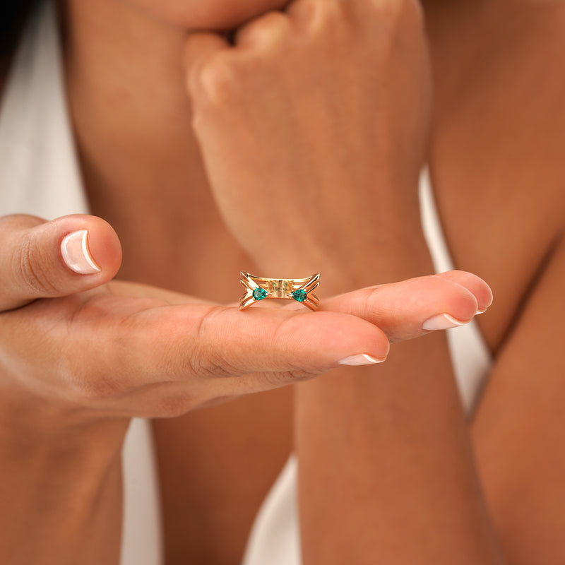 Lab Grown Emerald Open Ring, Aerisyn