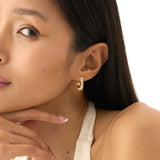 Gold Sculptural Hoop Earrings, Tazira