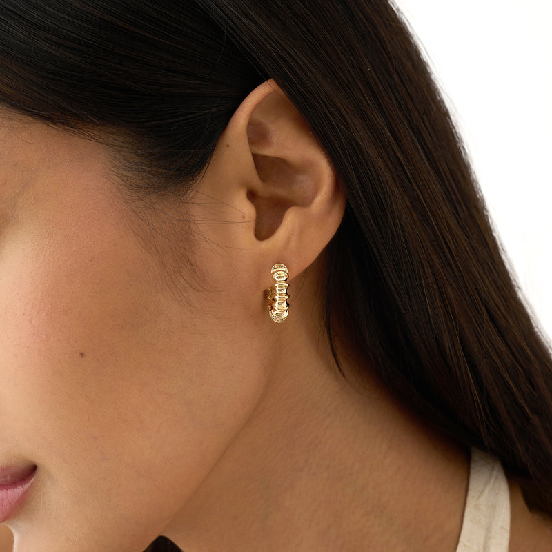 Gold Sculptural Hoop Earrings, Tazira