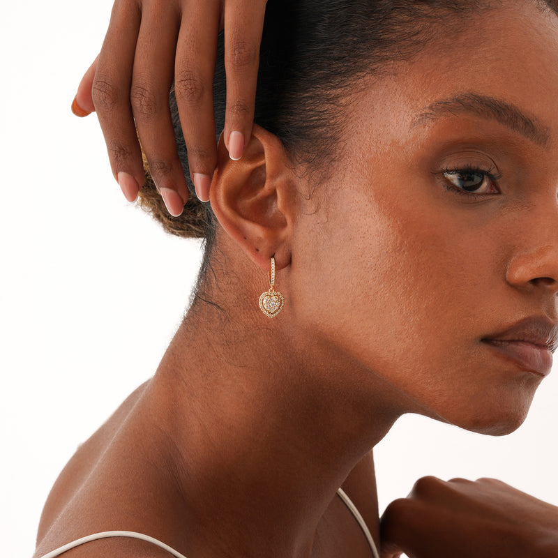 Diamond Heart Drop Earrings, Alisson